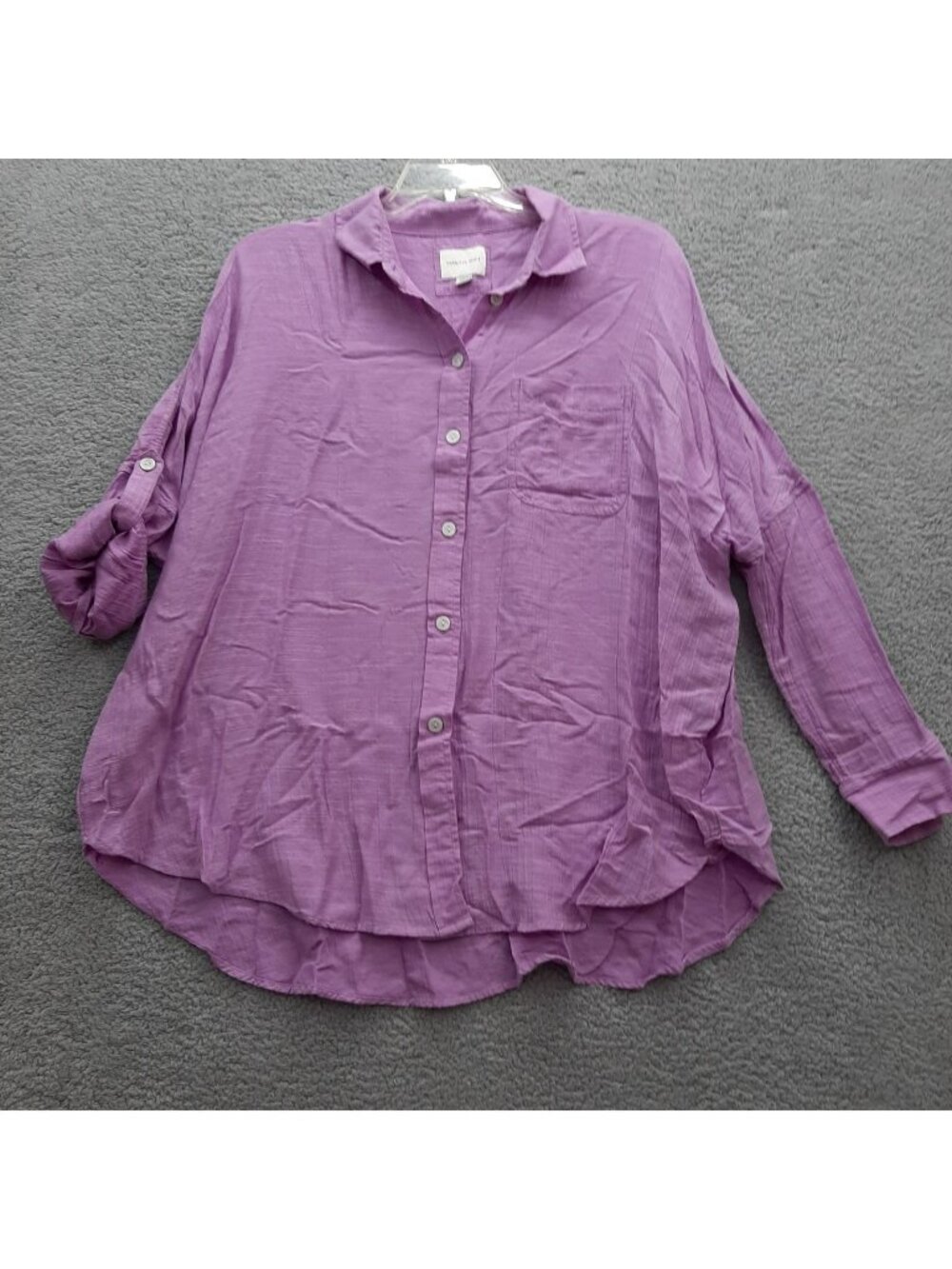 American Eagle Go Big Womens Purple Button-Up Shirt Sz S Lightweight Relaxed Fit